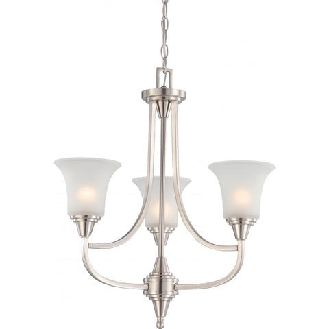 Surrey 3 Light Chandelier with Frosted Glass Ceiling Nuvo Lighting 