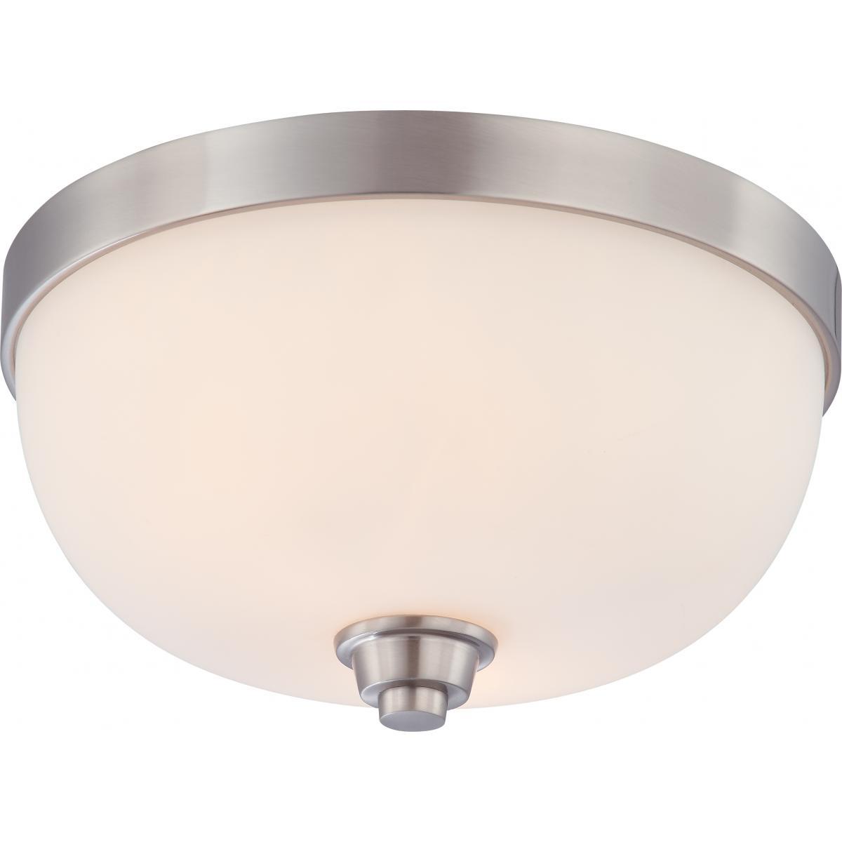 Helium 2 Light Flush Dome Fixture with Satin White Glass Ceiling Nuvo Lighting 
