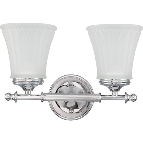 Teller 2 Light Vanity Fixture with Frosted Etched Glass Wall Nuvo Lighting 
