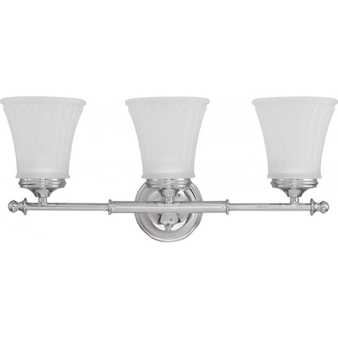 Teller 3 Light Vanity Fixture with Frosted Etched Glass Wall Nuvo Lighting 