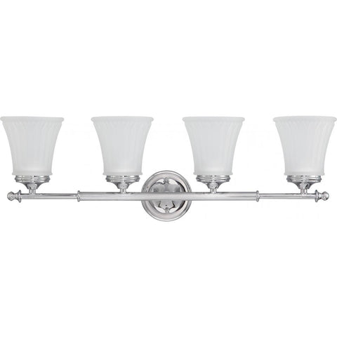 Teller 4 Light Vanity Fixture with Frosted Etched Glass Wall Nuvo Lighting 