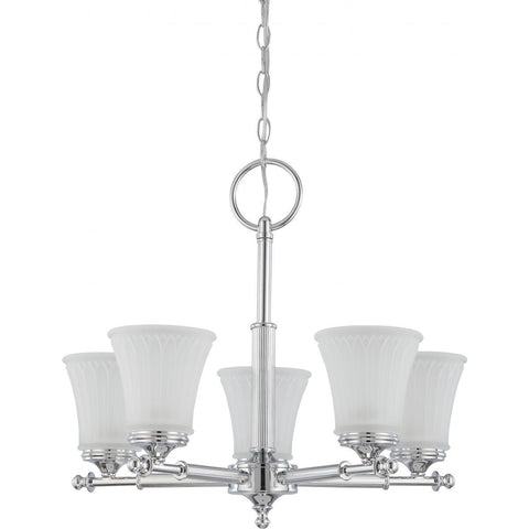 Teller 5 Light Chandelier with Frosted Etched Glass Ceiling Nuvo Lighting 