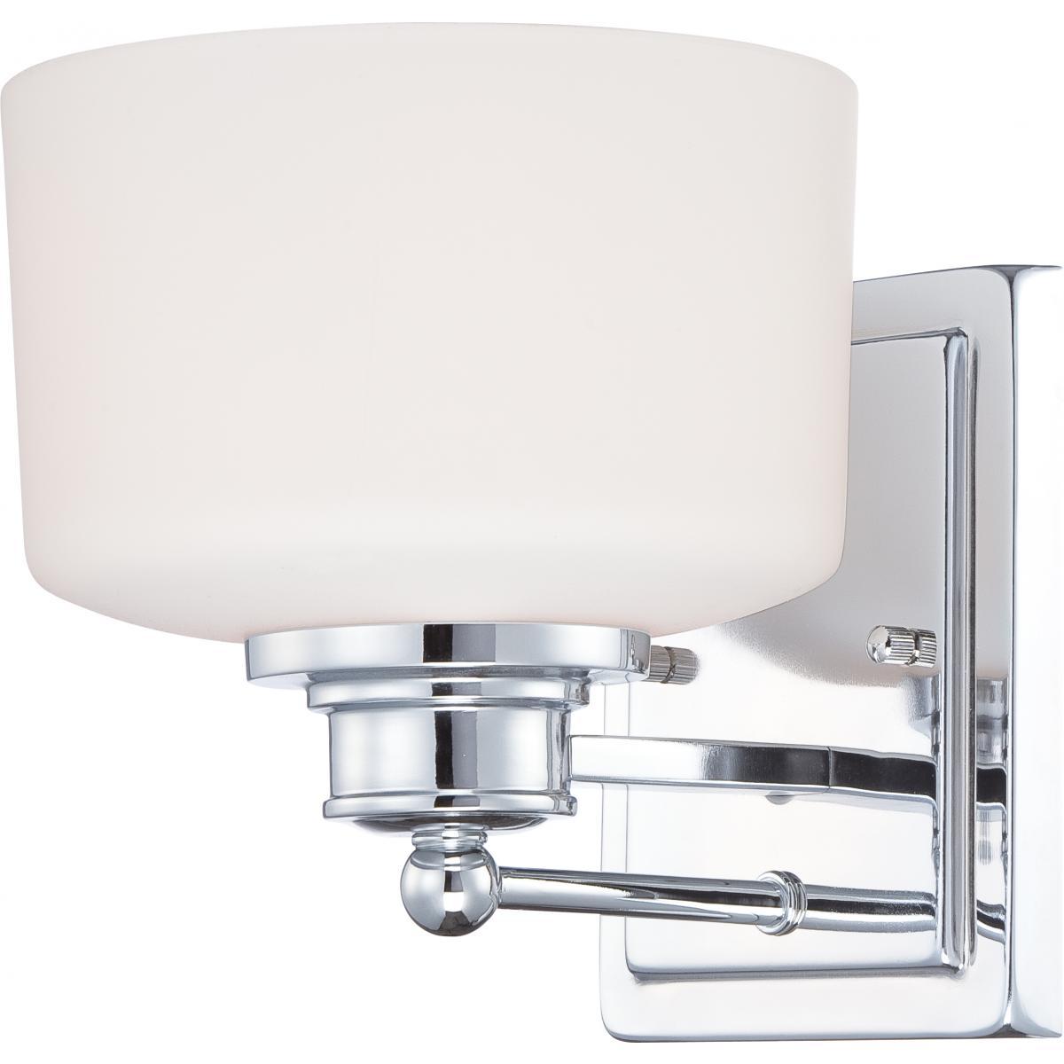 Soho 1 Light Vanity Fixture with Satin White Glass Wall Nuvo Lighting 