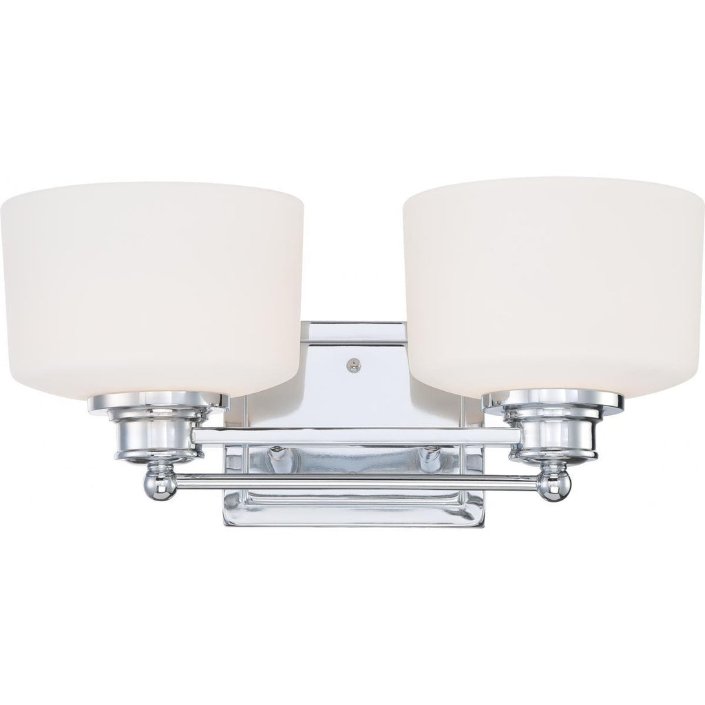 Soho 2 Light Vanity Fixture with Satin White Glass Wall Nuvo Lighting 