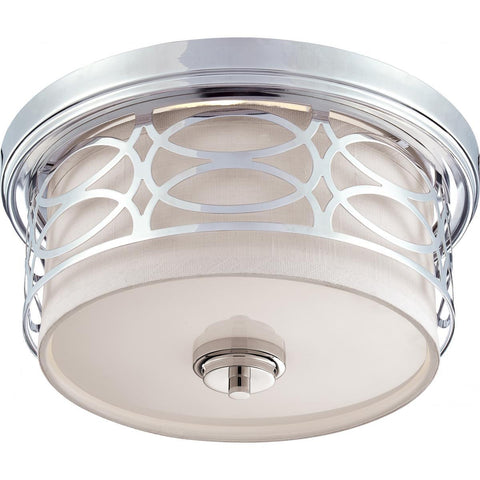 Harlow 2 Light Flush Dome Fixture with Slate Gray Fabric Shade Ceiling Nuvo Lighting 