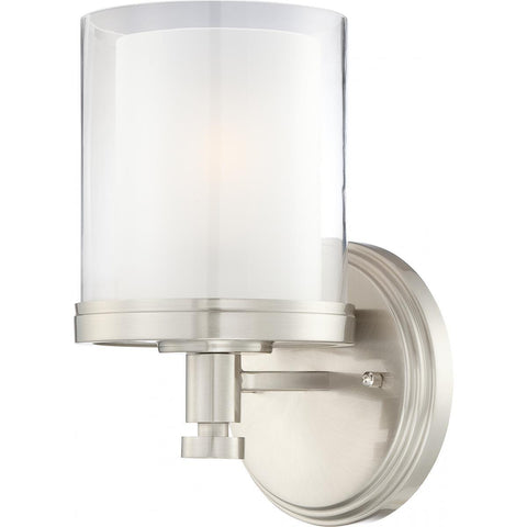 Decker 1 Light Vanity Fixture with Clear & Frosted Glass Wall Nuvo Lighting 