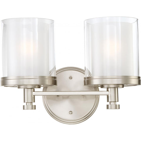 Decker 2 Light Vanity Fixture with Clear & Frosted Glass Wall Nuvo Lighting 