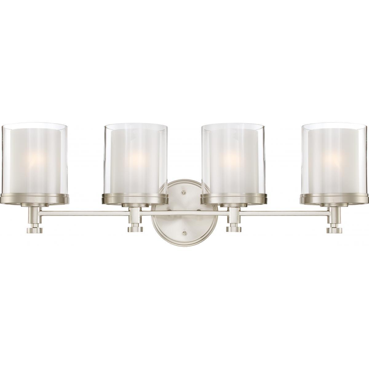 Decker 4 Light Vanity Fixture with Clear & Frosted Glass Wall Nuvo Lighting 