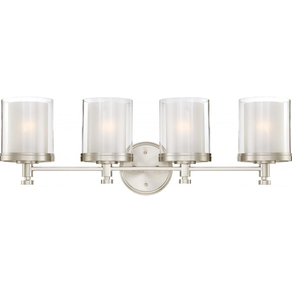 Decker 4 Light Vanity Fixture with Clear & Frosted Glass Wall Nuvo Lighting 