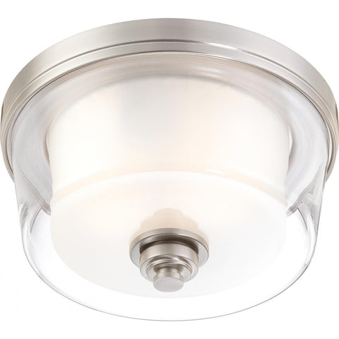 Decker 2 Light Medium Flush Fixture with Clear & Frosted Glass Ceiling Nuvo Lighting 