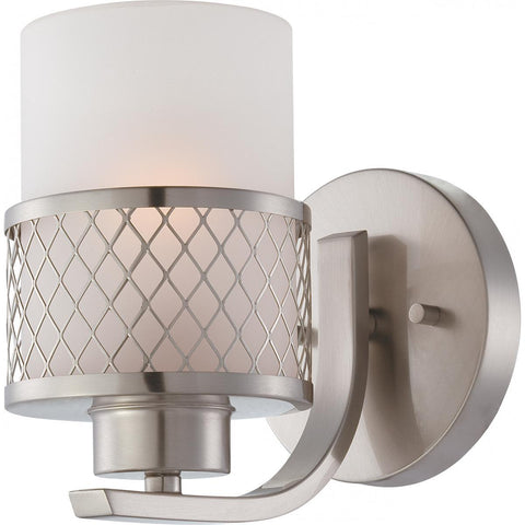 Fusion 1 Light Vanity Fixture with Frosted Glass Wall Nuvo Lighting 