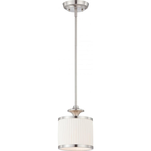Candice Mini Pendant with Pleated White Shade Ceiling Nuvo Lighting 