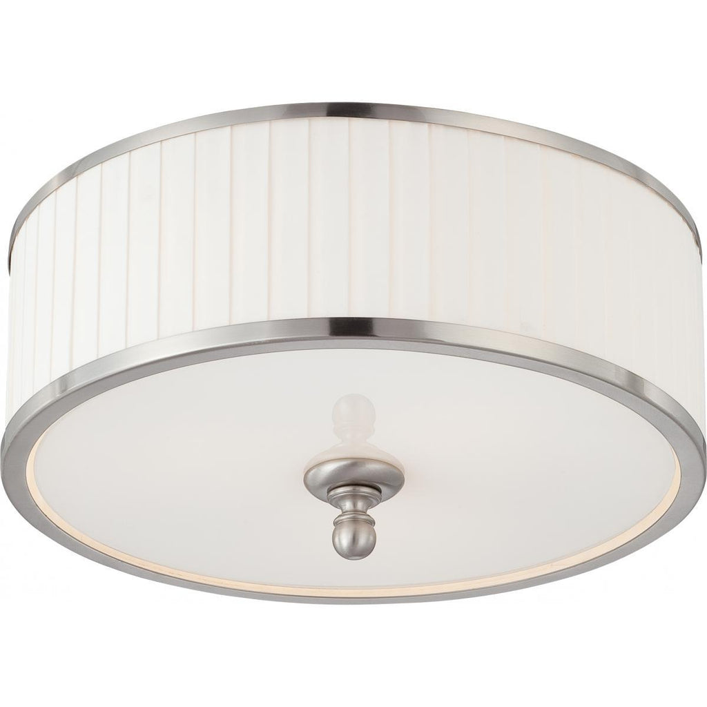 Candice 3 Light Flush Dome Fixture with Pleated White Shade Ceiling Nuvo Lighting 