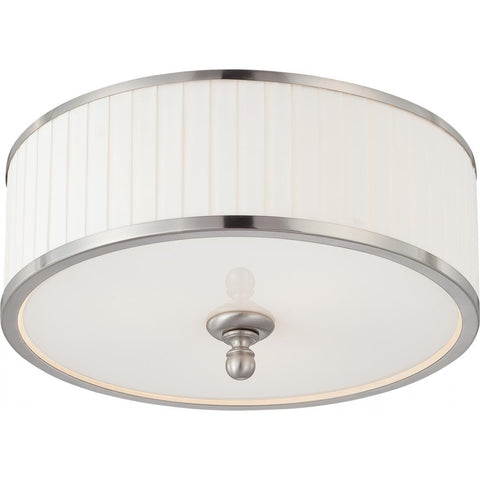 Candice 3 Light Flush Dome Fixture with Pleated White Shade