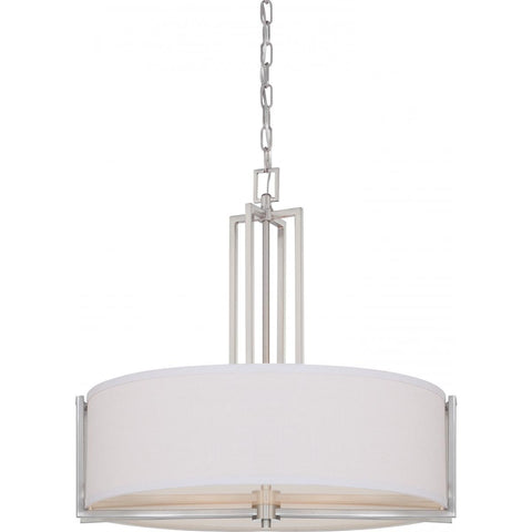 Gemini 4 Light Pendant with Slate Gray Fabric Shade Ceiling Nuvo Lighting 