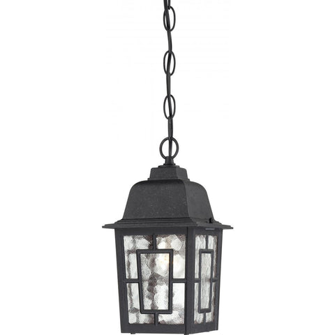 Banyan 11" Outdoor Hanging Black Lantern with Clear Water Glass