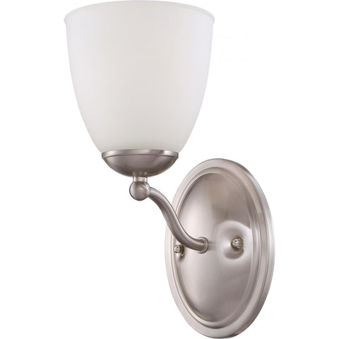 Patton 1 Light Vanity Fixture with Frosted Glass Wall Nuvo Lighting 