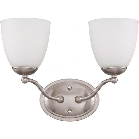 Patton 2 Light Vanity Fixture with Frosted Glass Wall Nuvo Lighting 