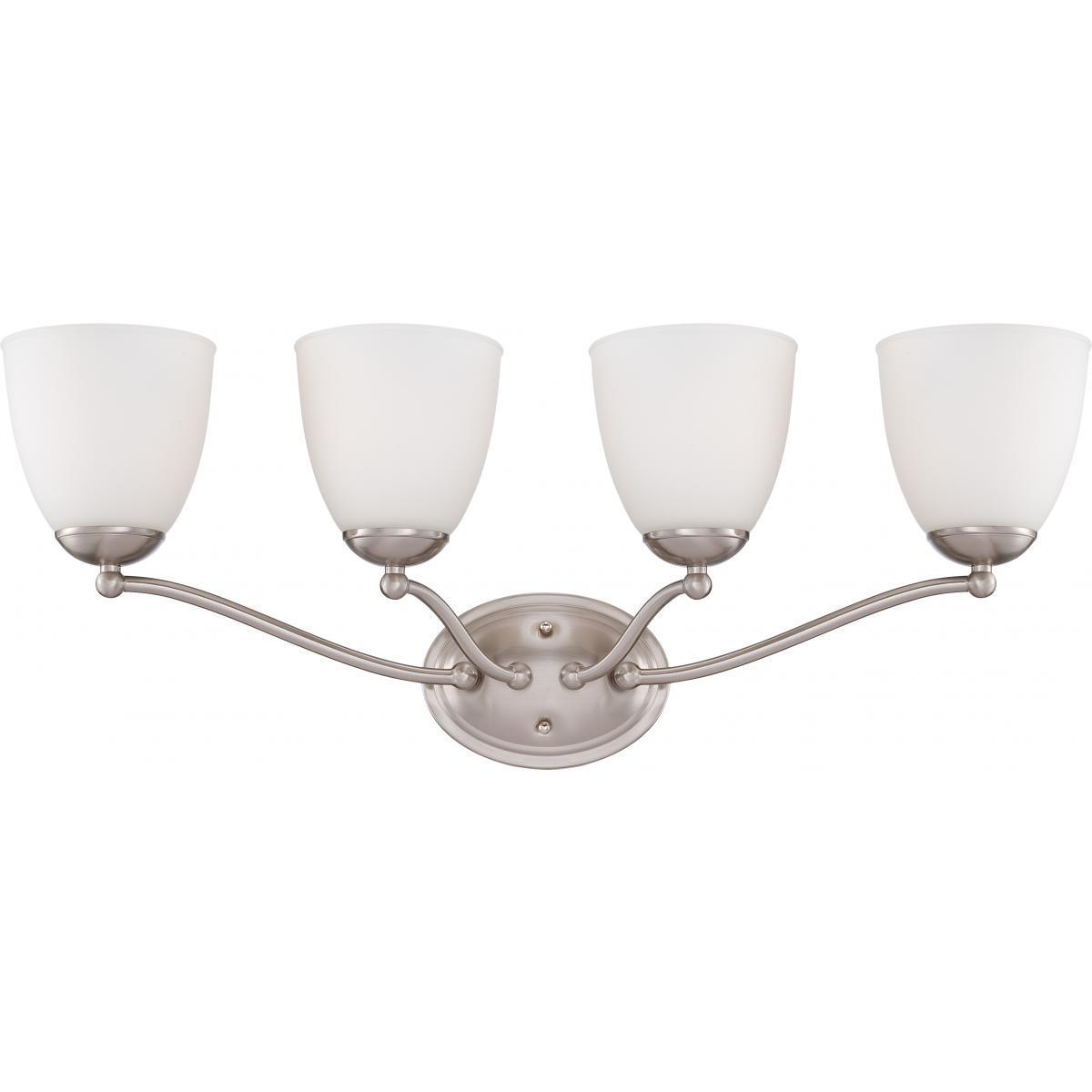 Patton 4 Light Vanity Fixture with Frosted Glass Wall Nuvo Lighting 