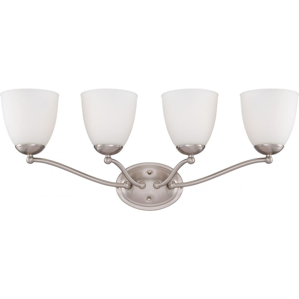 Patton 4 Light Vanity Fixture with Frosted Glass Wall Nuvo Lighting 