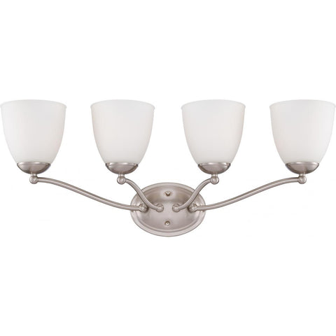 Patton 4 Light Vanity Fixture with Frosted Glass Wall Nuvo Lighting 