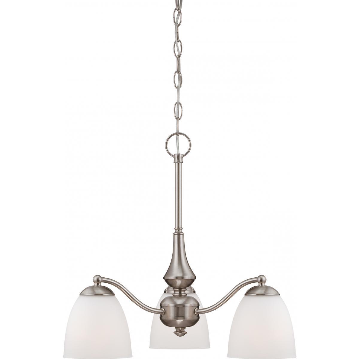 Patton 3 Light Chandelier (Arms Down) with Frosted Glass Ceiling Nuvo Lighting 