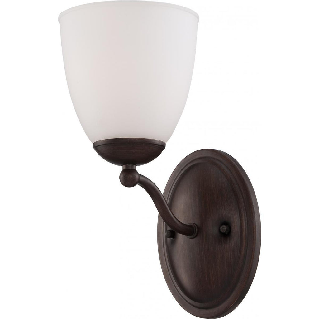 Patton 1 Light Vanity Fixture with Frosted Glass Wall Nuvo Lighting 