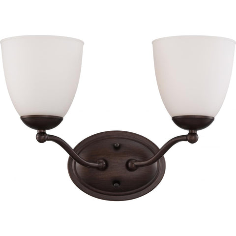 Patton 2 Light Vanity Fixture with Frosted Glass Wall Nuvo Lighting 