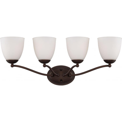 Patton 4 Light Vanity Fixture with Frosted Glass Wall Nuvo Lighting 