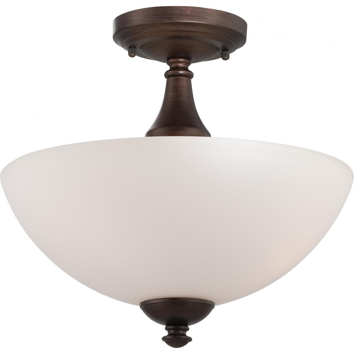 Patton 3 Light Semi Flush with Frosted Glass Ceiling Nuvo Lighting 