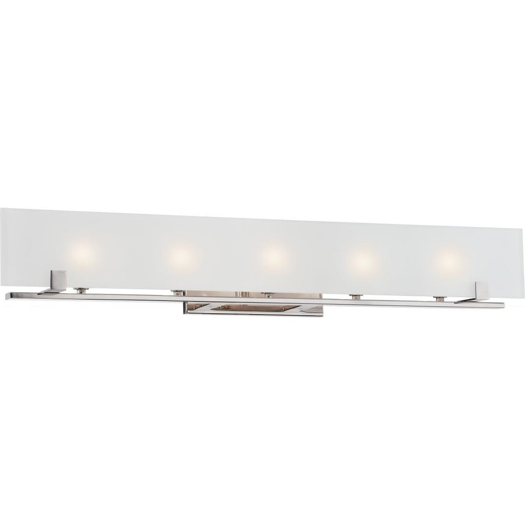 Lynne 5 Light Halogen Vanity Fixture with Frosted Glass Lamps Included Wall Nuvo Lighting 