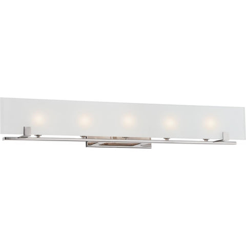Lynne 5 Light Halogen Vanity Fixture with Frosted Glass Lamps Included Wall Nuvo Lighting 