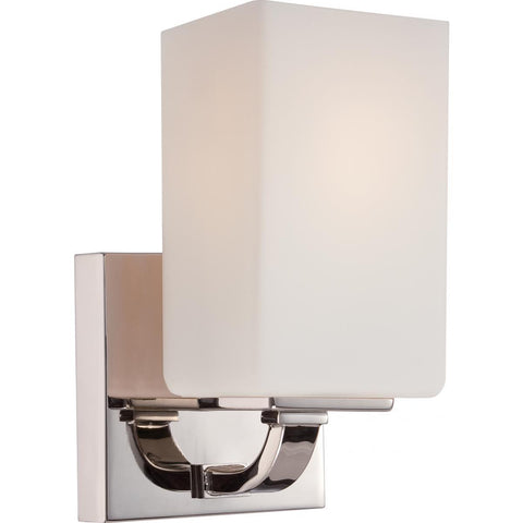 Vista 1 Light Vanity Fixture with Etched Opal Glass Wall Nuvo Lighting 