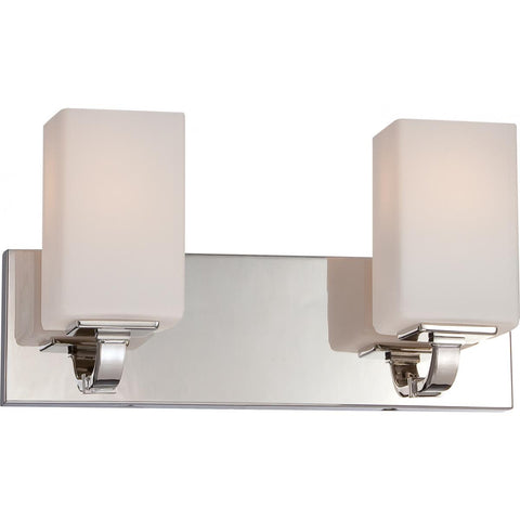 Vista 2 Light Vanity Fixture with Etched Opal Glass Wall Nuvo Lighting 