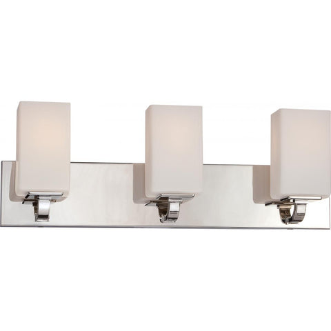 Vista 3 Light Vanity Fixture with Etched Opal Glass Wall Nuvo Lighting 