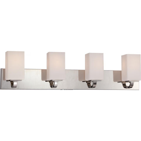 Vista 4 Light Vanity Fixture with Etched Opal Glass Wall Nuvo Lighting 