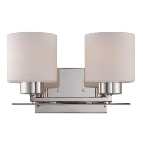 Parallel 2 Light Vanity Fixture with Etched Opal Glass Wall Nuvo Lighting 