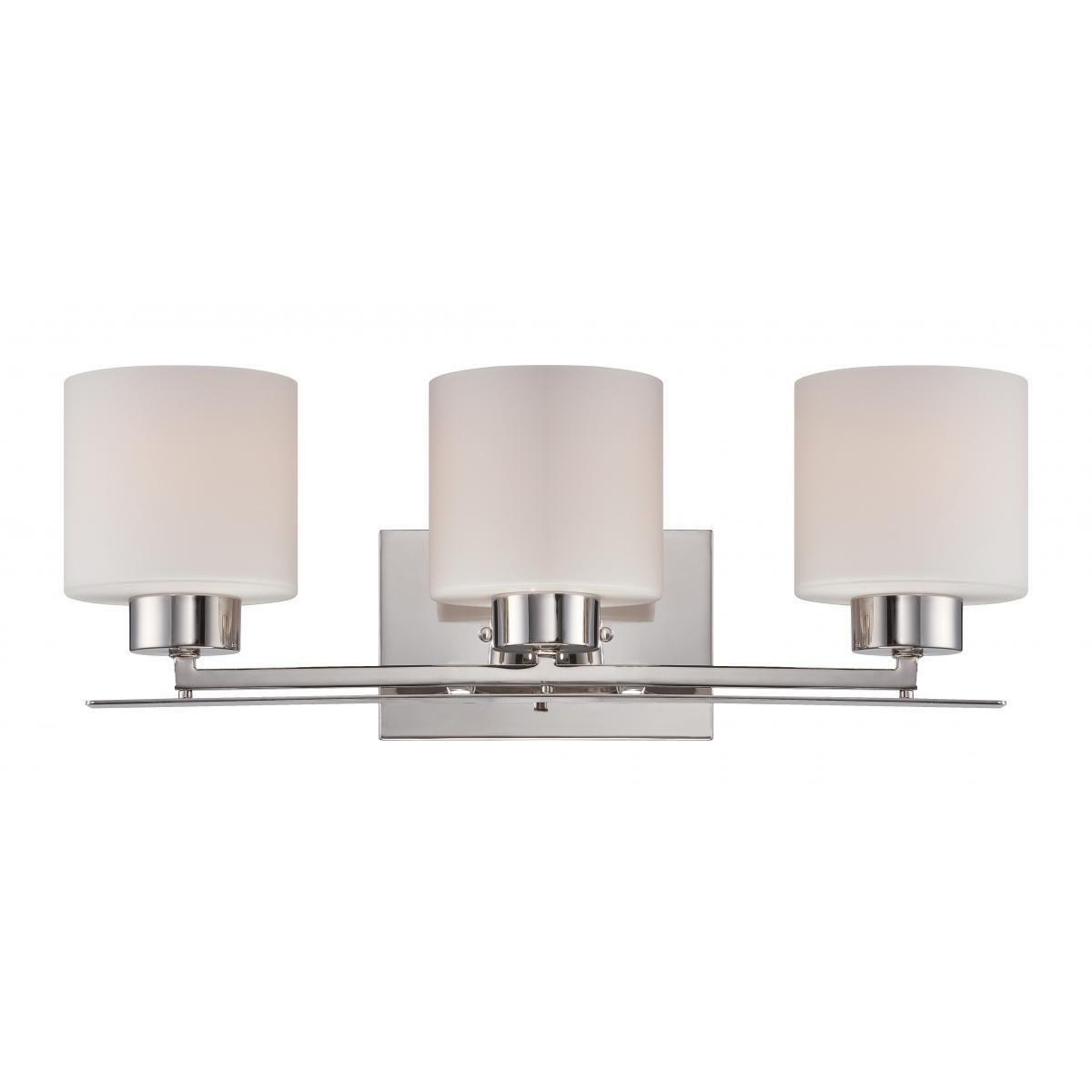 Parallel 3 Light Vanity Fixture with Etched Opal Glass Wall Nuvo Lighting 