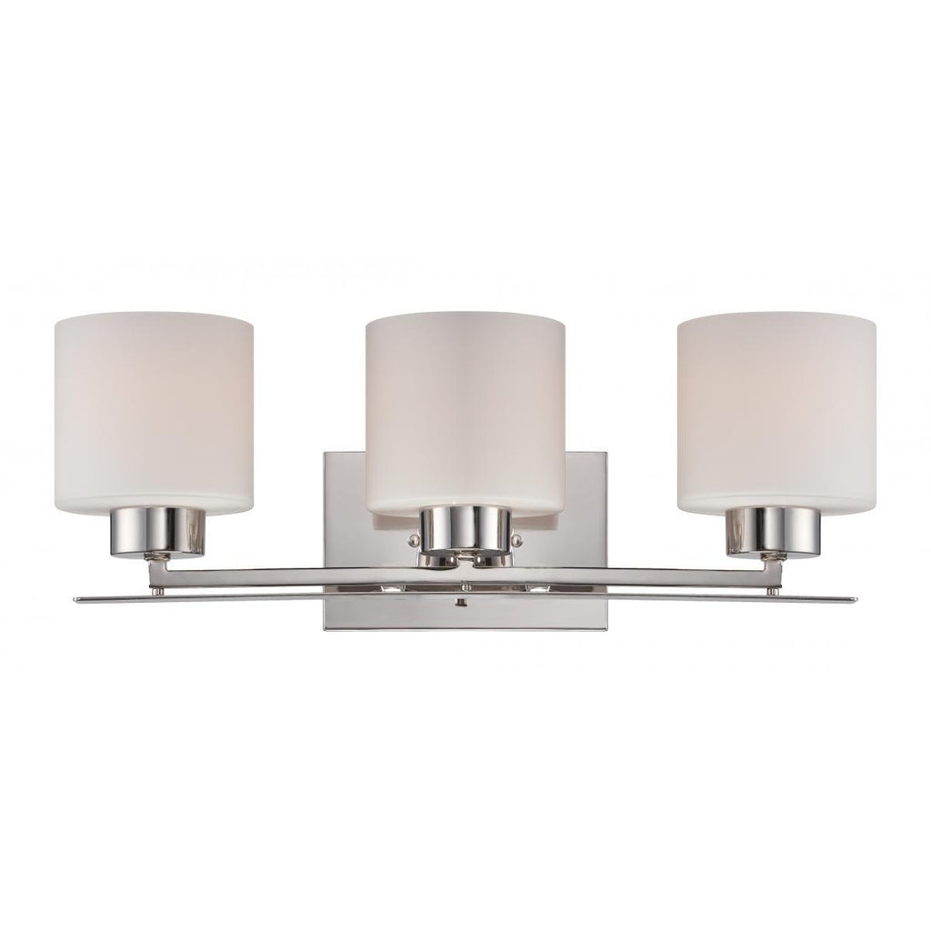 Parallel 3 Light Vanity Fixture with Etched Opal Glass Wall Nuvo Lighting 