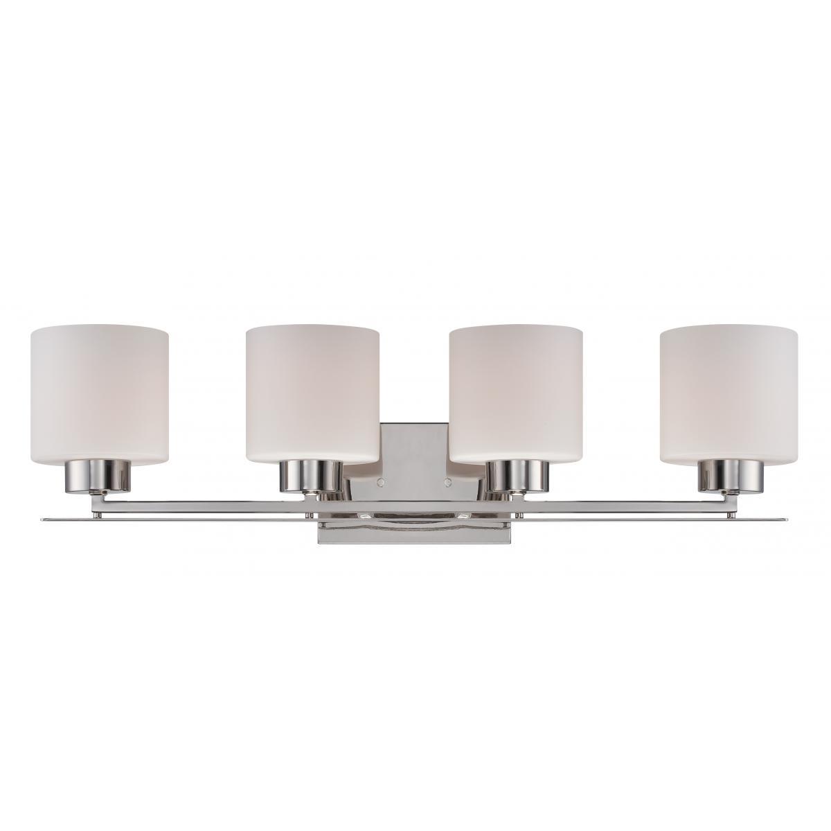 Parallel 4 Light Vanity Fixture with Etched Opal Glass Wall Nuvo Lighting 