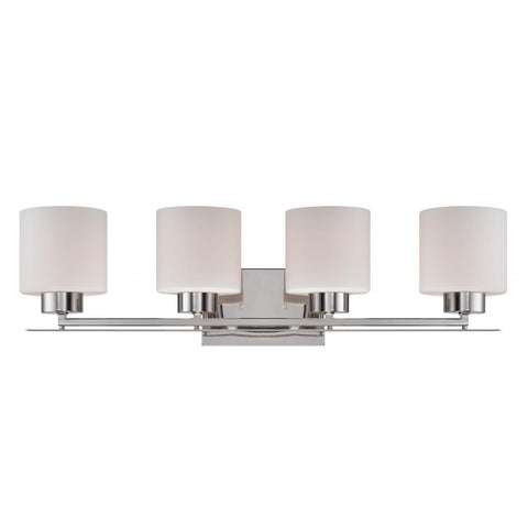 Parallel 4 Light Vanity Fixture with Etched Opal Glass Wall Nuvo Lighting 