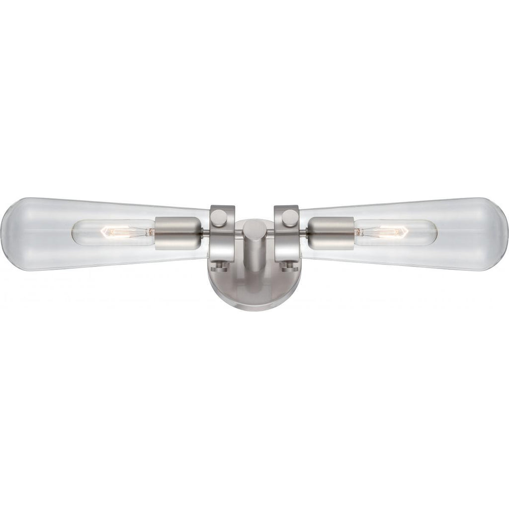 Beaker 2 Light Wall Sconce with Clear Glass Vintage lamps Included Wall Nuvo Lighting 