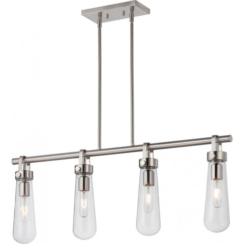 Beaker 36"w Brushed Nickel Trestle Linear Pendant with Clear Glass