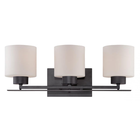 Parallel 3 Light Vanity Fixture with Etched Opal Glass Wall Nuvo Lighting 