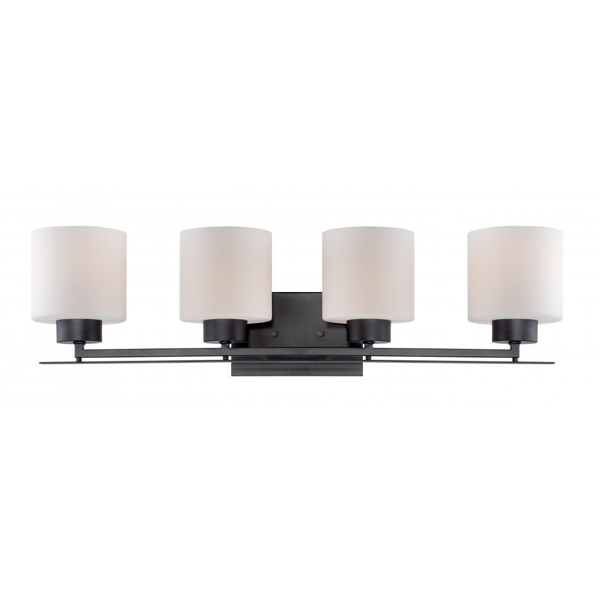 Parallel 4 Light Vanity Fixture with Etched Opal Glass Wall Nuvo Lighting 