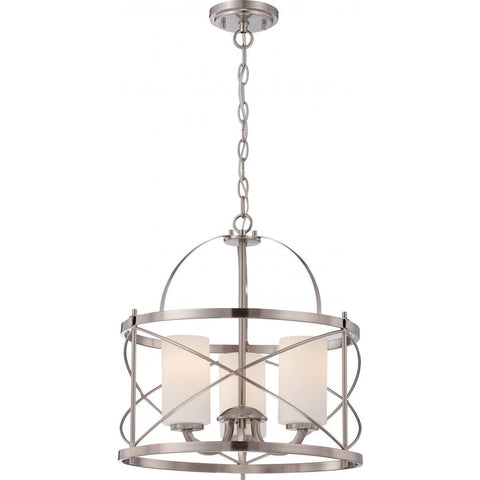 Ginger 3 Light Pendant with Etched Opal Glass Ceiling Nuvo Lighting 