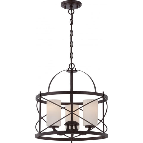 Ginger 3 Light Pendant with Etched Opal Glass Ceiling Nuvo Lighting 