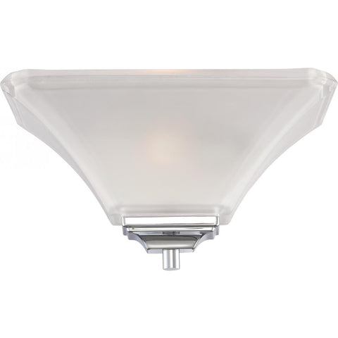 Parker 1 Light Wall Sconce Polished Chrome with Sandstone Etched Glass Wall Nuvo Lighting 