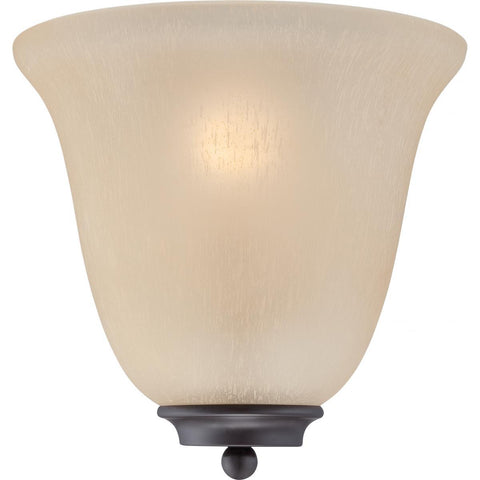 Empire 1 Light Wall Sconce Mahogany Bronze with Champagne Linen Glass Wall Nuvo Lighting 