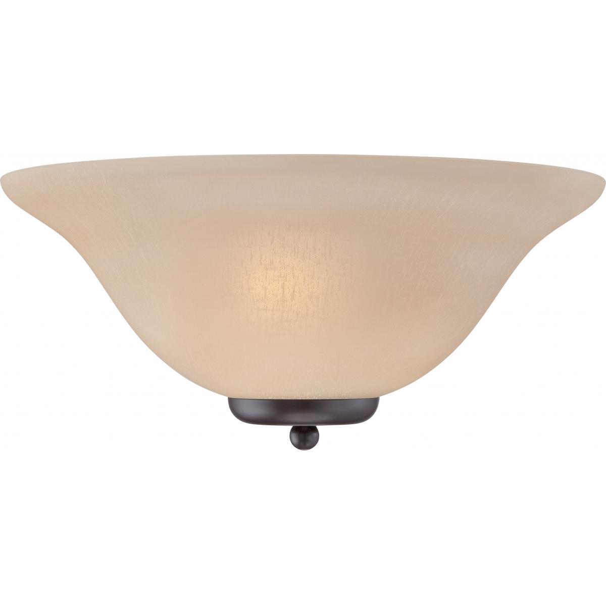 Ballerina 1 Light Wall Sconce Mahogany Bronze with Champagne Linen Glass Wall Nuvo Lighting 